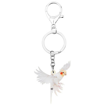 Newei Acrylic White Parrot Cockatiel Μπρελόκ Big Bird Animal Keyring Κοσμήματα για γυναίκες κορίτσια Δώρα πάρτι Τσάντα Αξεσουάρ αυτοκινήτου