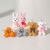 Amestecați 10 buc/pachet 3D ursuleț koala iepure brelocuri din rășină DIY Kawaii cercei cu animale pandantive bijuterii drăguțe accesoriu W85