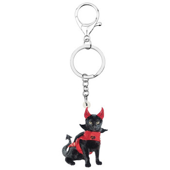 Newei Acrylic Cute Black Cat Keychains Long Kitten Animal Key Ring Jewelry for Women Παιδική καινοτομία Αξεσουάρ τσάντα δώρου γενεθλίων