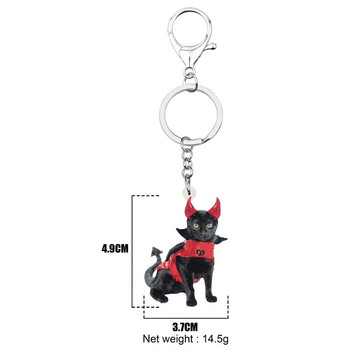 Newei Acrylic Cute Black Cat Keychains Long Kitten Animal Key Ring Jewelry for Women Παιδική καινοτομία Αξεσουάρ τσάντα δώρου γενεθλίων
