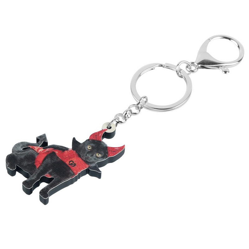 Newei Akrilo mielos juodos katės raktų pakabukai, ilgi kačiukai, gyvūnų raktų pakabukas, papuošalai moterims, vaikams, naujovė, gimtadienio dovanų maišelio priedai