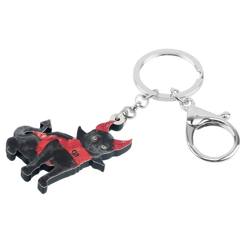 Newei Akrilo mielos juodos katės raktų pakabukai, ilgi kačiukai, gyvūnų raktų pakabukas, papuošalai moterims, vaikams, naujovė, gimtadienio dovanų maišelio priedai