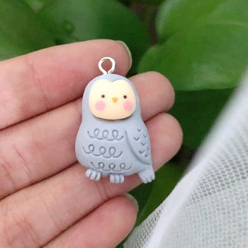 10 τμχ Kawaii Mushroom Bear Owl Animal Charms Ρητίνη Flatback Cute Fox Hedgehog μενταγιόν για σκουλαρίκι DIY κατασκευή κοσμημάτων