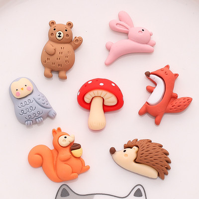10db Kawaii gomba medvebagoly állati bűbáj gyanta lapos hátú aranyos róka sündisznó medál fülbevalóhoz barkács ékszerkészítéshez