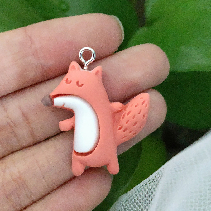 10db Kawaii gomba medvebagoly állati bűbáj gyanta lapos hátú aranyos róka sündisznó medál fülbevalóhoz barkács ékszerkészítéshez
