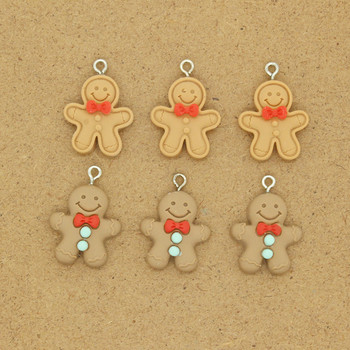 10 τμχ 28x20mm Ρητίνη Gingerbread Man Χριστουγεννιάτικα Γούρια DIY Crafts Στολίδι Αξεσουάρ Χαριτωμένο σκουλαρίκι μενταγιόν Κατασκευή κοσμημάτων