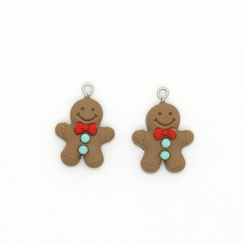 10 τμχ 28x20mm Ρητίνη Gingerbread Man Χριστουγεννιάτικα Γούρια DIY Crafts Στολίδι Αξεσουάρ Χαριτωμένο σκουλαρίκι μενταγιόν Κατασκευή κοσμημάτων