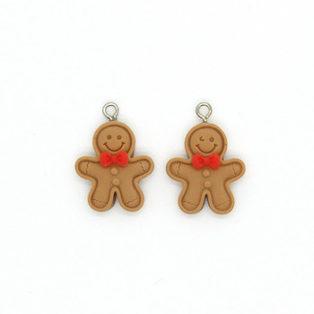 10 τμχ 28x20mm Ρητίνη Gingerbread Man Χριστουγεννιάτικα Γούρια DIY Crafts Στολίδι Αξεσουάρ Χαριτωμένο σκουλαρίκι μενταγιόν Κατασκευή κοσμημάτων