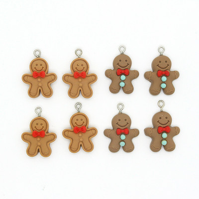 10 бр. 28x20 mm смола Gingerbread Man Коледни талисмани Направи си сам занаяти Аксесоар за украса Сладки обеци Висулки Изработка на бижута
