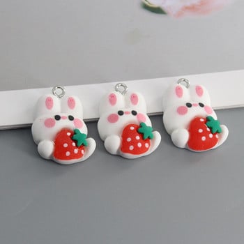 Mix 10 τεμ./συσκευασία Kawaii Small White Rabbit Resin Charms Σκουλαρίκια μόδας INS Μπρελόκ Κολιέ Μενταγιόν Αξεσουάρ κοσμημάτων DIY