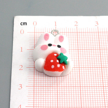 Mix 10 τεμ./συσκευασία Kawaii Small White Rabbit Resin Charms Σκουλαρίκια μόδας INS Μπρελόκ Κολιέ Μενταγιόν Αξεσουάρ κοσμημάτων DIY