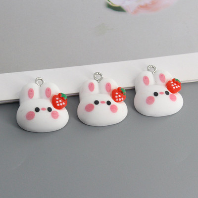 Keverék 10db/csomag Kawaii Small White Rabbit Resin Charms INS Fashion Fülbevaló Kulcstartó Nyaklánc Medálok Ékszer Kiegészítő Barkácsolás