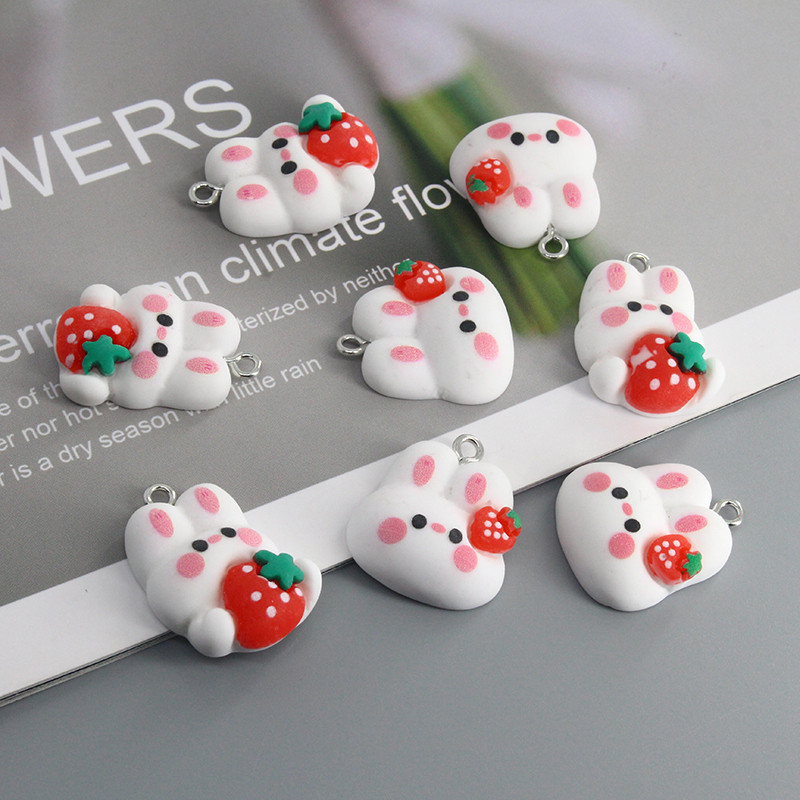 Keverék 10db/csomag Kawaii Small White Rabbit Resin Charms INS Fashion Fülbevaló Kulcstartó Nyaklánc Medálok Ékszer Kiegészítő Barkácsolás