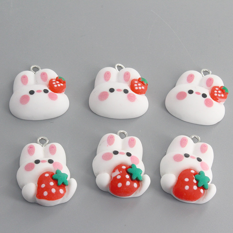 Keverék 10db/csomag Kawaii Small White Rabbit Resin Charms INS Fashion Fülbevaló Kulcstartó Nyaklánc Medálok Ékszer Kiegészítő Barkácsolás