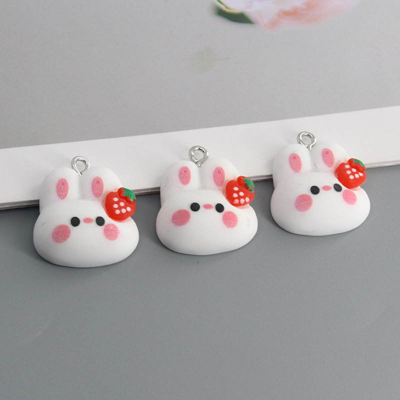Keverék 10db/csomag Kawaii Small White Rabbit Resin Charms INS Fashion Fülbevaló Kulcstartó Nyaklánc Medálok Ékszer Kiegészítő Barkácsolás