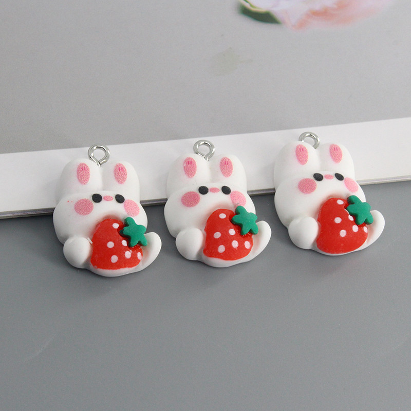 Keverék 10db/csomag Kawaii Small White Rabbit Resin Charms INS Fashion Fülbevaló Kulcstartó Nyaklánc Medálok Ékszer Kiegészítő Barkácsolás