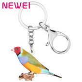 NEWEI Akrilo Gouldian Finch Paukščiai Raktų Pakabukai Žiedai Rankinės Automobilių Piniginės Dekoracijos Raktų Pakabukai Moterims Merginoms Paaugliams Vyrams Pakabukai Dovana