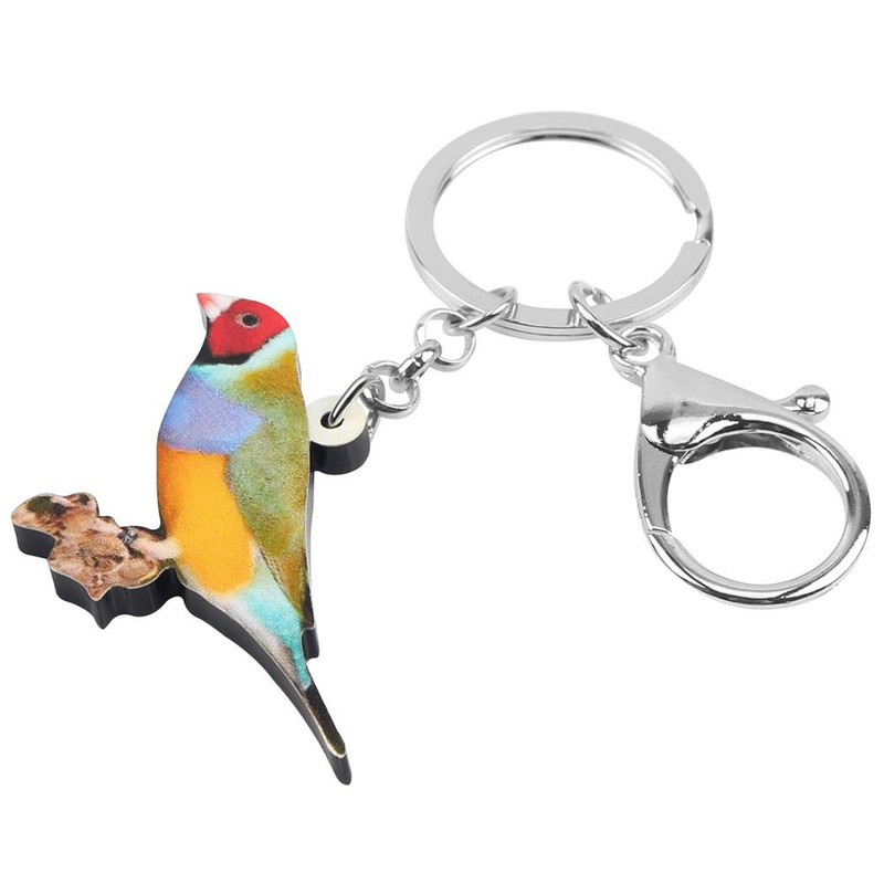 NEWEI Akrilo Gouldian Finch Paukščiai Raktų Pakabukai Žiedai Rankinės Automobilių Piniginės Dekoracijos Raktų Pakabukai Moterims Merginoms Paaugliams Vyrams Pakabukai Dovana