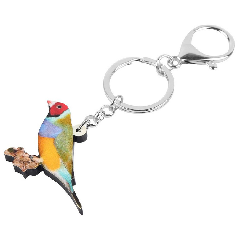 NEWEI Akrilo Gouldian Finch Paukščiai Raktų Pakabukai Žiedai Rankinės Automobilių Piniginės Dekoracijos Raktų Pakabukai Moterims Merginoms Paaugliams Vyrams Pakabukai Dovana