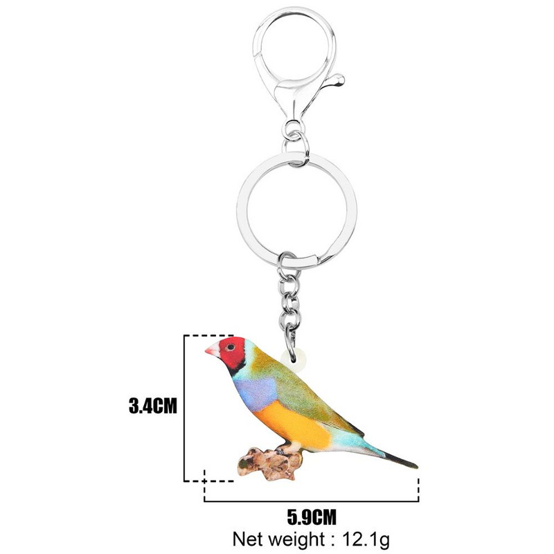 NEWEI Akrilo Gouldian Finch Paukščiai Raktų Pakabukai Žiedai Rankinės Automobilių Piniginės Dekoracijos Raktų Pakabukai Moterims Merginoms Paaugliams Vyrams Pakabukai Dovana