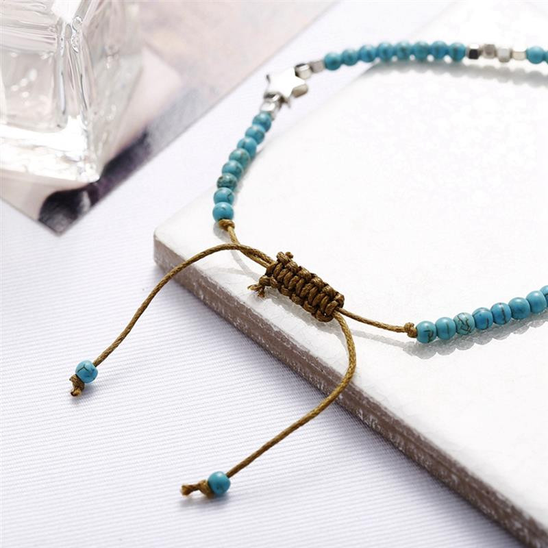 2021 m. Bohemijos mados stiliaus ryžių karoliukais puošti pėdų aksesuarai, madingi penkiakampiai karoliukais papuošti pėdų aksesuarai paplūdimio moteriška kulkšnis