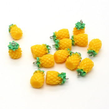 10 τμχ Kawaii Mini Fruit Ανανά Σκουλαρίκια Ρητίνη Γούρια DIY Craft Food Mentements Για Κολιέ Μπρελόκ Κοσμήματα Φτιάξτε Αξεσουάρ