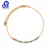 Lucky Eye Spalvingos Evil Eye Karoliukai Kulkšnys Basomis Nertos Sandalai Kojoms Papuošalai Kojų apyrankės Apyrankės Moterims Kojų grandinėlė EY6101