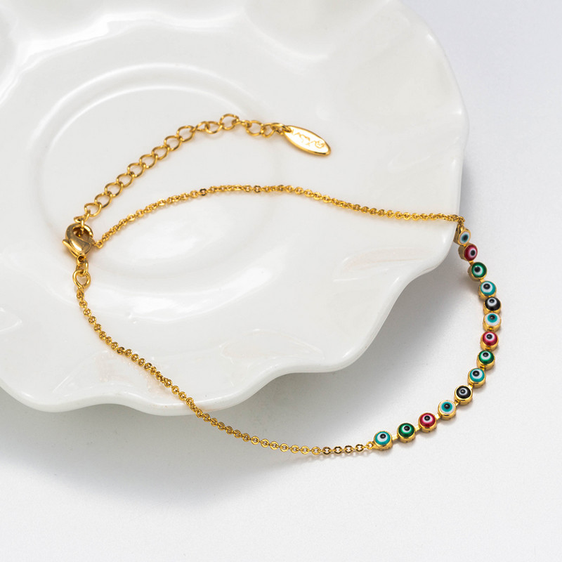 Lucky Eye Spalvingos Evil Eye Karoliukai Kulkšnys Basomis Nertos Sandalai Kojoms Papuošalai Kojų apyrankės Apyrankės Moterims Kojų grandinėlė EY6101