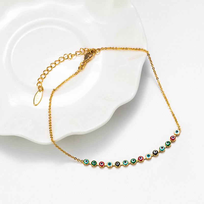 Lucky Eye Spalvingos Evil Eye Karoliukai Kulkšnys Basomis Nertos Sandalai Kojoms Papuošalai Kojų apyrankės Apyrankės Moterims Kojų grandinėlė EY6101