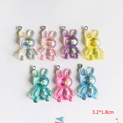 10 komada AB šareni slatki zeko zec privjesci od smole Kawaii Flatback životinjski privjesak za naušnice Privjesak za ključeve DIY Nakit