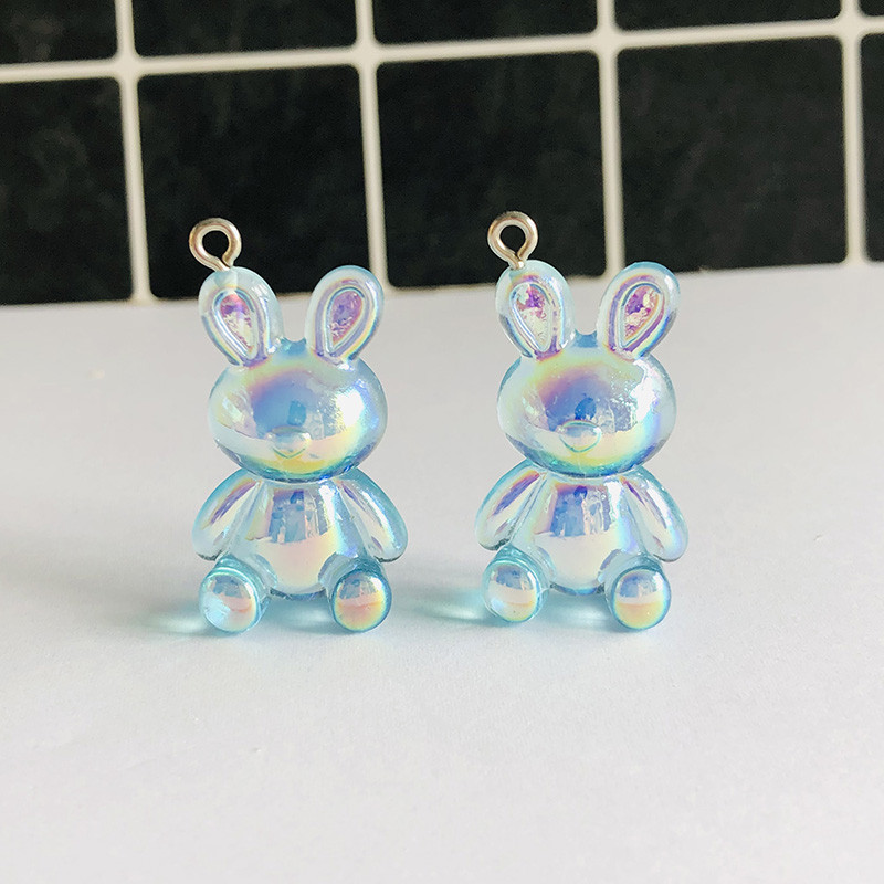 10 buc AB colorat drăguț iepuraș iepure rășină brelocuri Kawaii Flatback Animal pandantiv pentru cercei breloc DIY bijuterii descoperiri