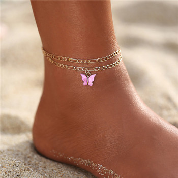 Бохемски златен цвят пеперуди глезени за жени Многослойни гривни за глезени Лято Океан Плажни глезени Бижута за крака и крака 2020