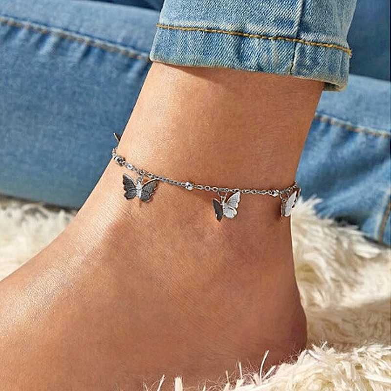 Boemia auriu gleznă fluture pentru femei Brățară de gleznă cu mai multe straturi Vară Ocean plajă gleznă picior bijuterii 2020