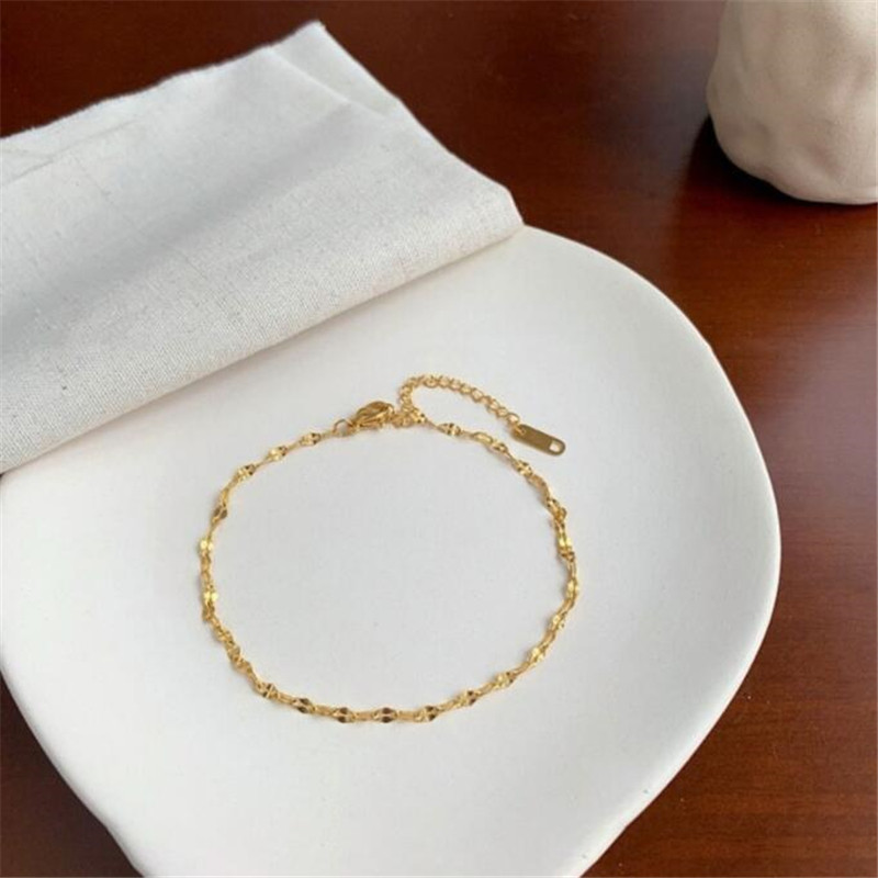 Brățări simple, placate cu aur, din oțel titan, cu lanț de boemia, pentru femei, straturi, sandale de plajă, brățară, gleznă pe picior