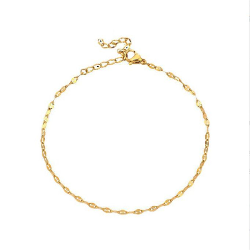 Brățări simple, placate cu aur, din oțel titan, cu lanț de boemia, pentru femei, straturi, sandale de plajă, brățară, gleznă pe picior