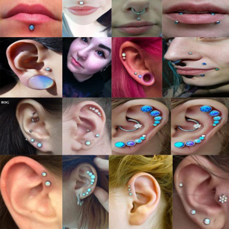 1 db G23 titán belső szál Opál kő Labret Monroe ajakgyűrű Opál fülporc Tragus Helix fülbevaló piercing ékszer