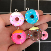 10 vnt/pak. Imitacija Maistas Dviejų spalvų spurgos dervos pakabukai „pasidaryk pats“ amatai Mieli tuščiaviduriai auskarai, raktų pakabukas, papuošalų aksesuaras D93