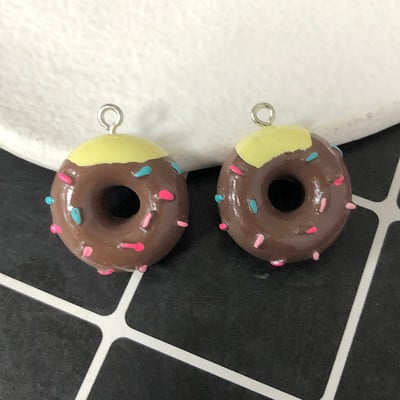 10 vnt/pak. Imitacija Maistas Dviejų spalvų spurgos dervos pakabukai „pasidaryk pats“ amatai Mieli tuščiaviduriai auskarai, raktų pakabukas, papuošalų aksesuaras D93