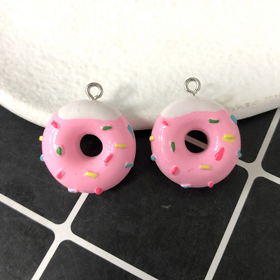 10 vnt/pak. Imitacija Maistas Dviejų spalvų spurgos dervos pakabukai „pasidaryk pats“ amatai Mieli tuščiaviduriai auskarai, raktų pakabukas, papuošalų aksesuaras D93