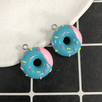 10 vnt/pak. Imitacija Maistas Dviejų spalvų spurgos dervos pakabukai „pasidaryk pats“ amatai Mieli tuščiaviduriai auskarai, raktų pakabukas, papuošalų aksesuaras D93