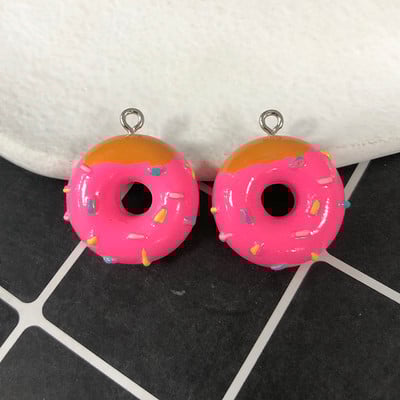 10 vnt/pak. Imitacija Maistas Dviejų spalvų spurgos dervos pakabukai „pasidaryk pats“ amatai Mieli tuščiaviduriai auskarai, raktų pakabukas, papuošalų aksesuaras D93