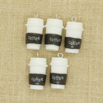 10 τμχ Simulation Mini Coffee Bottle Charms Funny DIY Crafts Σκουλαρίκι Κρεμαστά μπρελόκ Αξεσουάρ Ρητίνη κοσμήματα Φτιάξτε προμήθειες