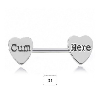 Încântător în formă de inimă, cu litere din inox, sutien pentru mamelon, inel pentru piercing, inele pentru sutien, piercing pentru corp, bijuterii de modă