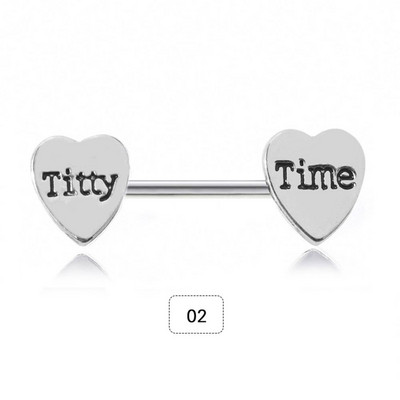 Încântător în formă de inimă, cu litere din inox, sutien pentru mamelon, inel pentru piercing, inele pentru sutien, piercing pentru corp, bijuterii de modă