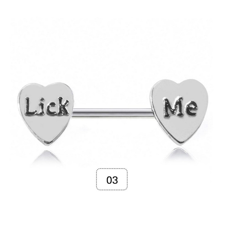 Încântător în formă de inimă, cu litere din inox, sutien pentru mamelon, inel pentru piercing, inele pentru sutien, piercing pentru corp, bijuterii de modă