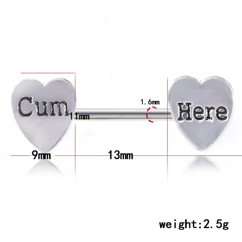 Încântător în formă de inimă, cu litere din inox, sutien pentru mamelon, inel pentru piercing, inele pentru sutien, piercing pentru corp, bijuterii de modă