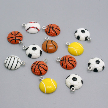 10τμχ Mix Sports Basketball Football Resin Flatback Charms Κρεμαστό DIY για βραχιόλι Σκουλαρίκια Μπρελόκ Διακόσμηση Κοσμήματα Κατασκευή