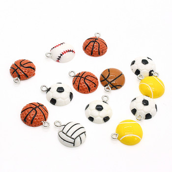 10τμχ Mix Sports Basketball Football Resin Flatback Charms Κρεμαστό DIY για βραχιόλι Σκουλαρίκια Μπρελόκ Διακόσμηση Κοσμήματα Κατασκευή