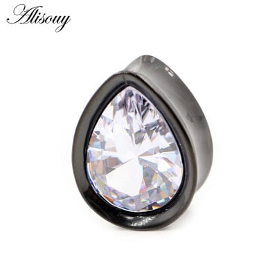 Alisouy 1vnt 8-25mm nerūdijančio plieno cirkonio vandens lašas ausų tuneliai kištukai plėstuvai neštuvai matuokliai auskarai auskarai kūno papuošalai