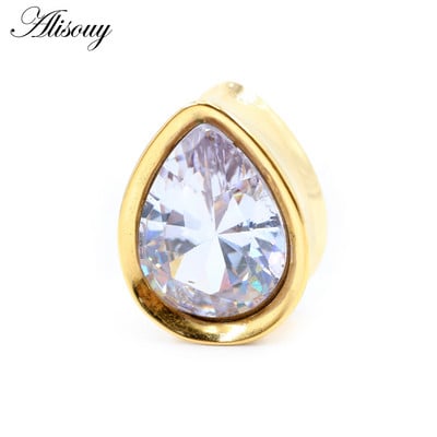 Alisouy 1vnt 8-25mm nerūdijančio plieno cirkonio vandens lašas ausų tuneliai kištukai plėstuvai neštuvai matuokliai auskarai auskarai kūno papuošalai